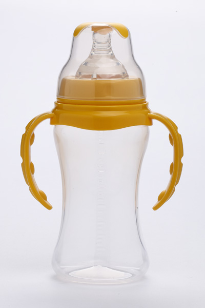 施貝樂橙色標口雙柄自動奶瓶