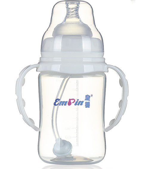 皇嬰寬口PP調(diào)弧自動小奶瓶240ml白色