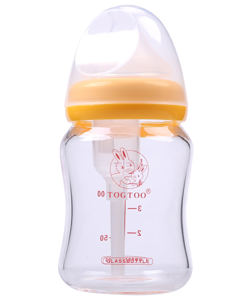 淘氣兔防脹氣玻璃奶瓶160ml黃色