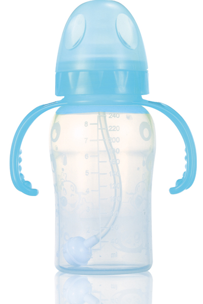 媽媽易300毫升全自動雙柄寬口硅膠奶瓶(pp包裝)藍(lán)色