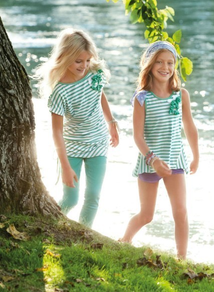 美孩子清新條紋短袖