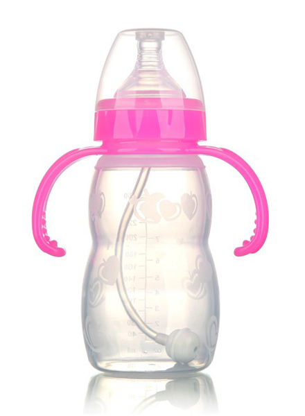 豆豆我260ml寬口帶柄硅膠奶瓶