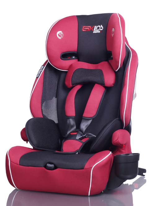 環(huán)球娃娃世紀星安全座椅紅黑側面