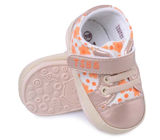 天使之嬰印花布+PU幼兒學(xué)步鞋紅色