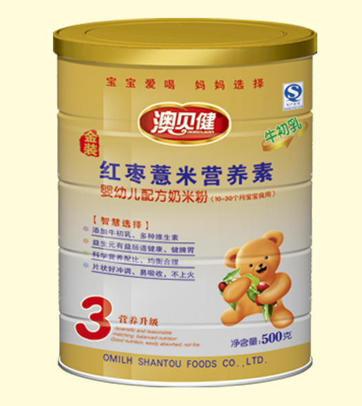 澳貝健紅棗薏米營(yíng)養(yǎng)素奶米粉3段聽裝