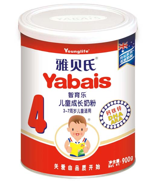 雅貝氏金裝優(yōu)育樂兒童成長奶粉3段900克4段