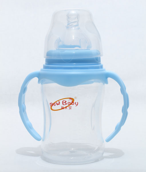 新兒寶天藍色寬口210ml雙耳自動圓腰形PP奶瓶
