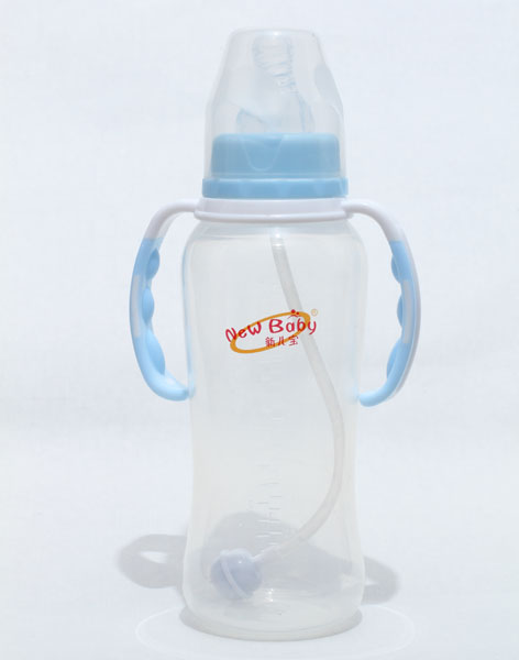 新兒寶標口300ml雙色雙耳自動圓腰形PP奶瓶