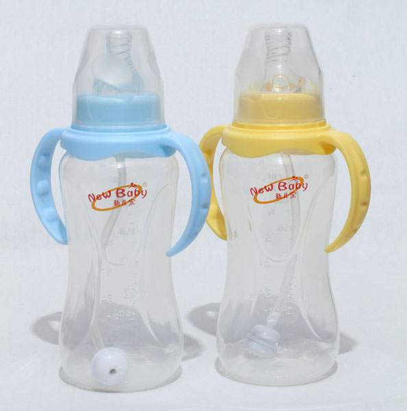 新兒寶標口240ml雙耳自動菱腰形PP奶瓶