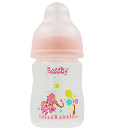 貝斯比寬口自帶刻度異形PP奶瓶150ml紅色