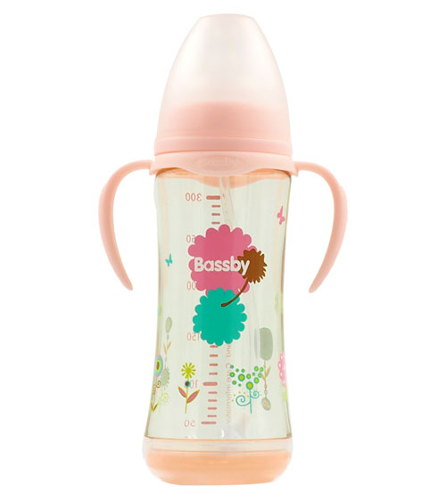 復貝斯比寬口弧形PPSU感溫自動奶瓶300ml紅色