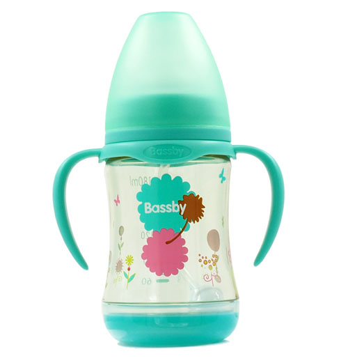 貝斯比寬口弧形PPSU感溫自動(dòng)奶瓶180ml綠色