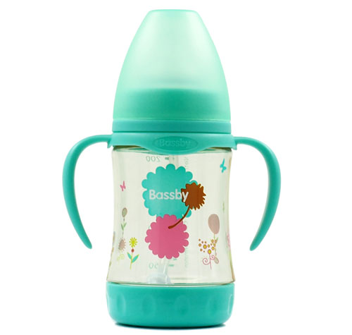 貝斯比寬口弧形PPSU防脹氣自動奶瓶180ml綠色