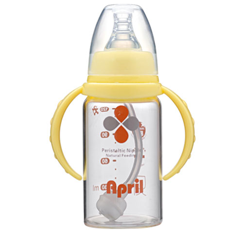 愛普麗鉑金標(biāo)口玻璃奶瓶120ml黃色