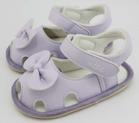 娜拉寶可愛蝴蝶結嬰兒鞋粉紫色