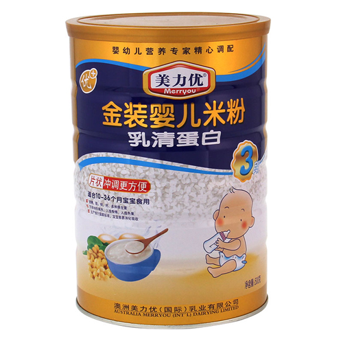 美力優(yōu)乳清蛋白山金裝嬰兒米粉3段