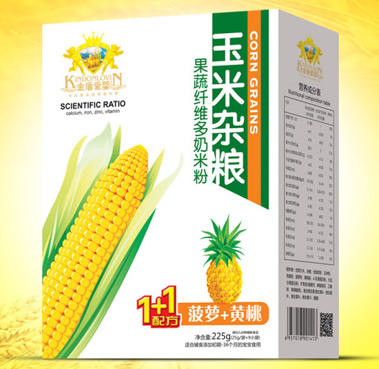 金盾愛嬰菠蘿黃桃玉米雜糧奶米粉盒裝