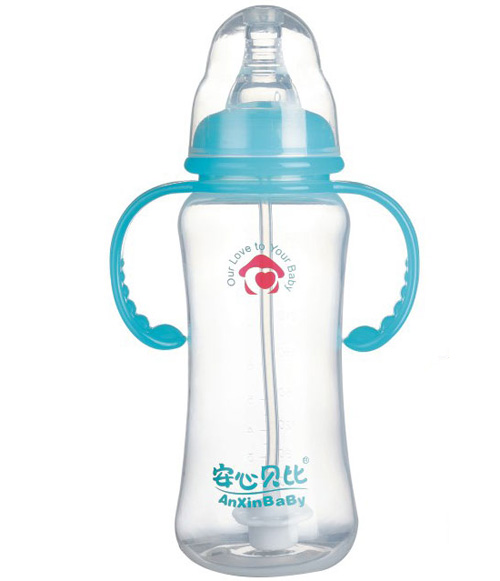 安心貝比雙柄標(biāo)口自動(dòng)吸管葫蘆奶瓶300ml