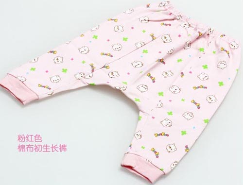 KUNKUN嬰兒棉質(zhì)初生長(zhǎng)褲粉紅色