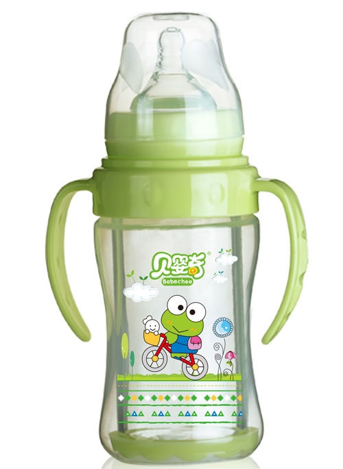 貝嬰奇180ml寬口雙層玻璃奶瓶淺綠