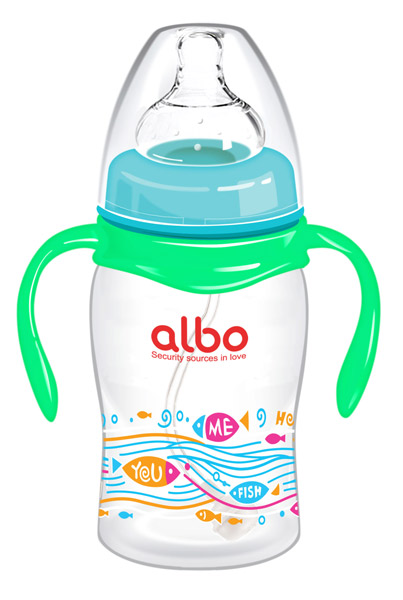 愛樂寶220ml寬口圓弧自動奶瓶綠色