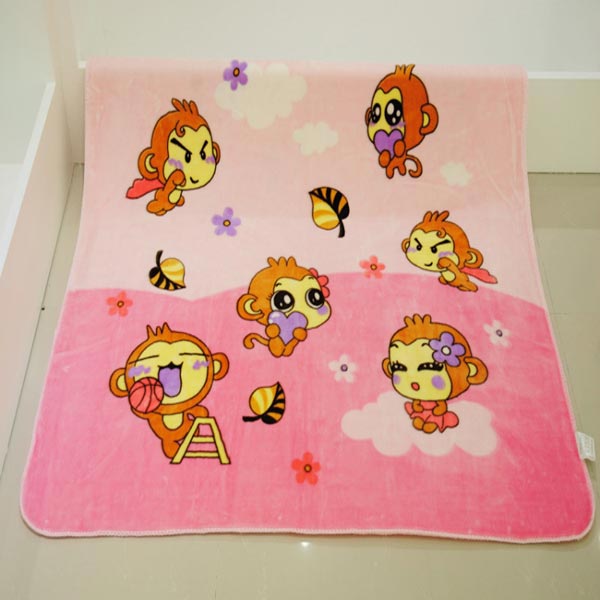 亞奧超柔小毯子咪嘻猴粉色