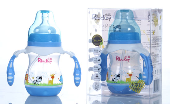 樂(lè)起寬口徑PP奶瓶180ml藍(lán)色