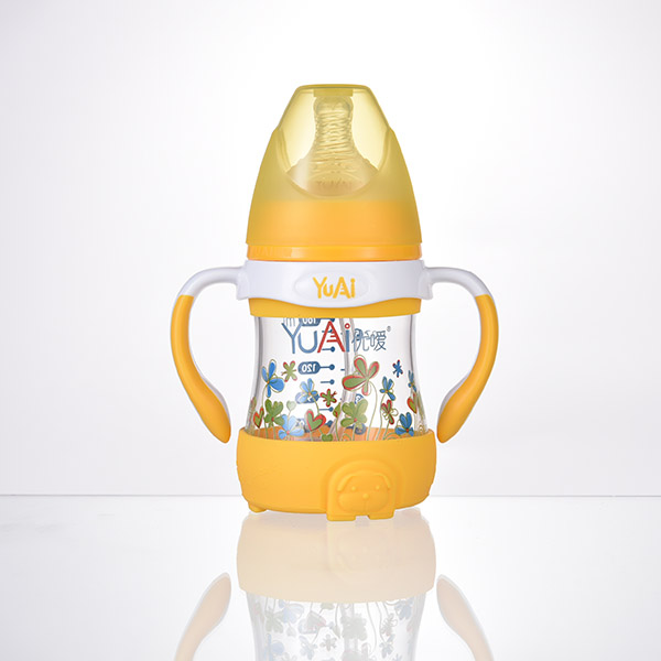 優(yōu)噯5安寬口弧線型晶鉆玻璃手柄自動奶瓶(160ml)
