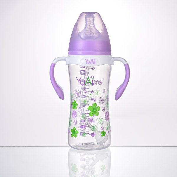 優(yōu)噯10安寬口弧線(xiàn)型手柄自動(dòng)PP奶瓶(300ml)