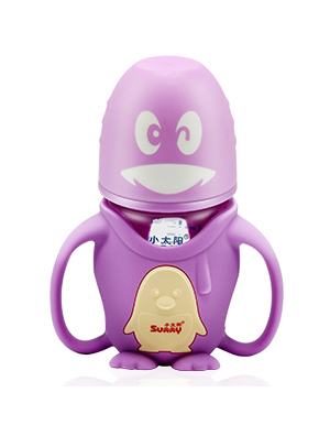 小太陽(yáng)可愛(ài)企鵝寬口徑防摔玻璃奶瓶160ML