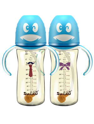 小太陽(yáng)可愛(ài)企鵝自動(dòng)刻度感溫奶瓶330ML