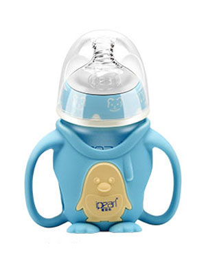 愛貝爾企鵝型玻璃防摔奶瓶160ML