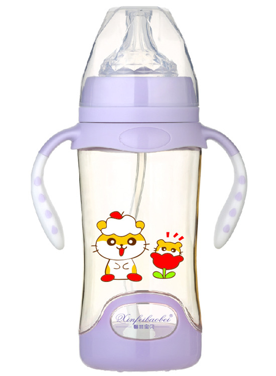 馨菲寶貝奶瓶帶底座雙柄紫色