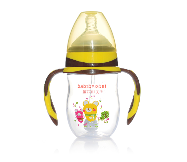 芭芘寶貝PP寬口徑奶瓶180ml黃色
