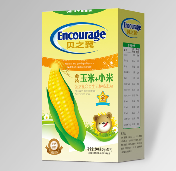 貝之翼玉米+小米菠菜復(fù)合益生元護暢米粉