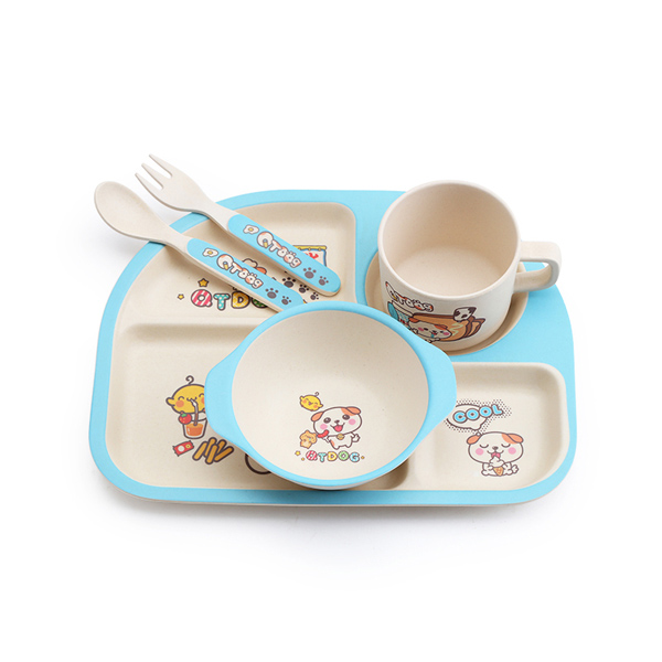 邦貝小象兒童餐盤方盤-秋田君藍色