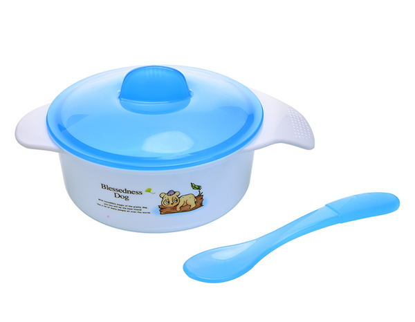 邦貝小象帶勺餐碗藍色