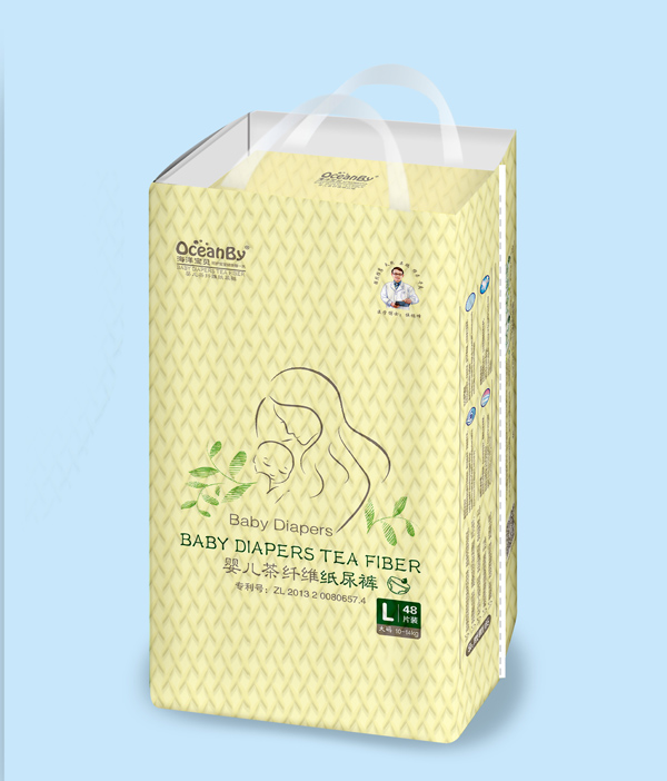 海洋寶貝嬰兒茶纖維紙尿褲L碼48片-中包