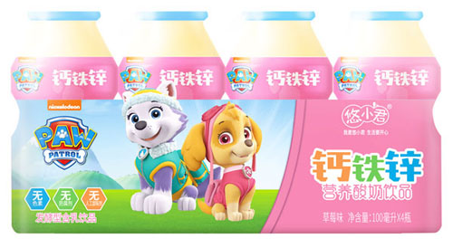 汪汪隊(duì)鈣鐵鋅營(yíng)養(yǎng)酸奶飲品草莓味塑包