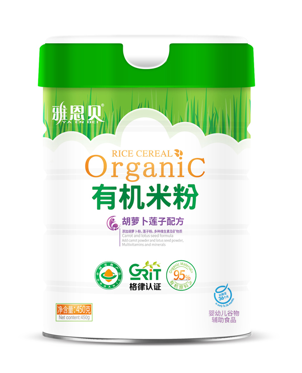 雅恩貝有機米粉-胡蘿卜蓮子配方 桶裝