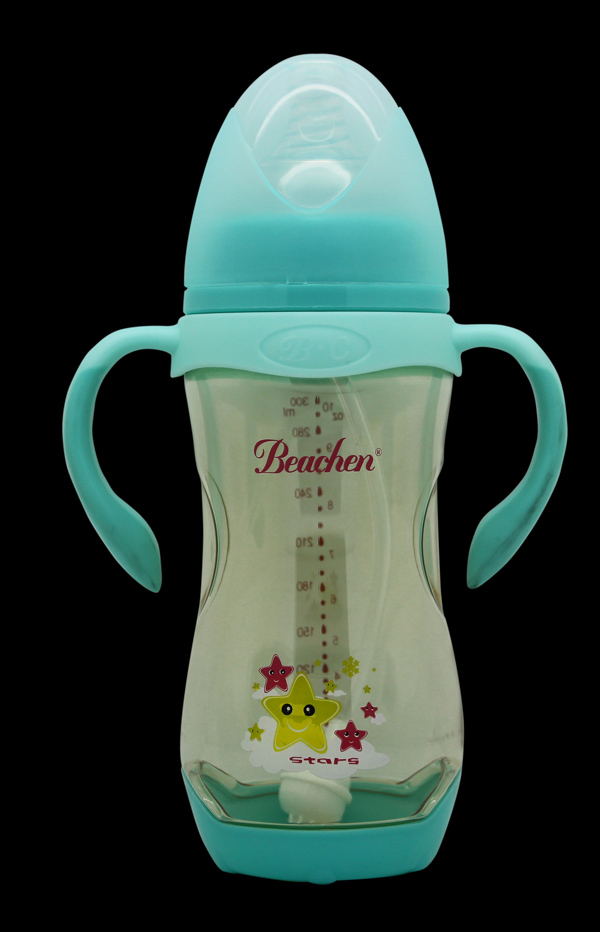 貝臣300ml寬口PPSU帶底帶手柄自動吸奶瓶