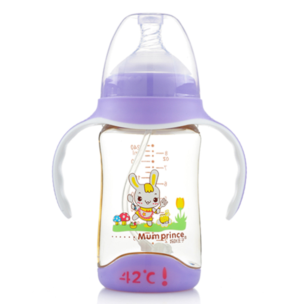 媽咪王子PPSU寬口自動(dòng)吸240ml感溫奶瓶 紫色