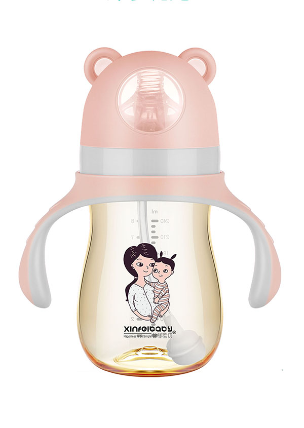 馨菲寶貝超寬口徑PPSU奶瓶240ml粉色