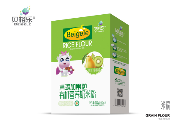 貝格樂真添加果粒有機營養(yǎng)奶米粉-雪梨+獼猴桃 盒裝