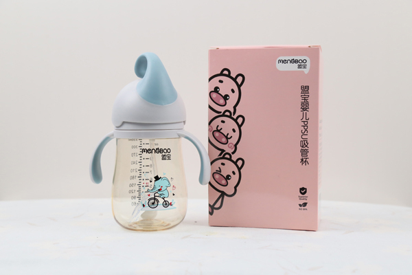 盟寶嬰兒PPSU吸管杯 藍(lán)色灰色2