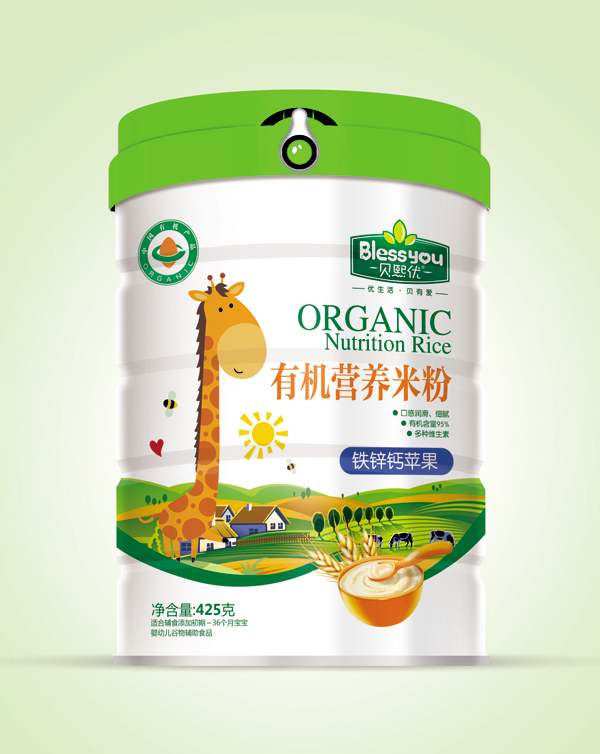 貝熙優(yōu)一標(biāo)一碼有機(jī)米粉425克聽裝(鐵鋅鈣蘋果).jpg