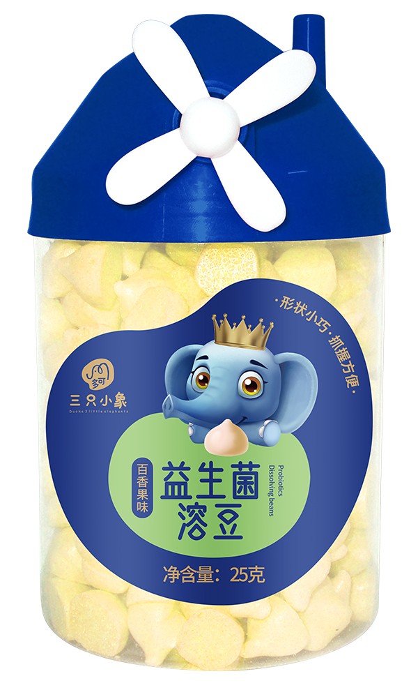 多可三只小象益生菌溶豆 百香果味
