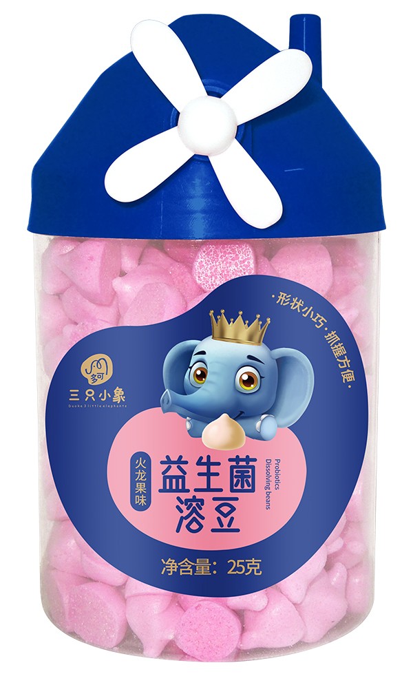 多可三只小象益生菌溶豆 火龍果味