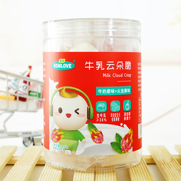 甄育牛乳云朵脆-牛奶原味+火龍果味