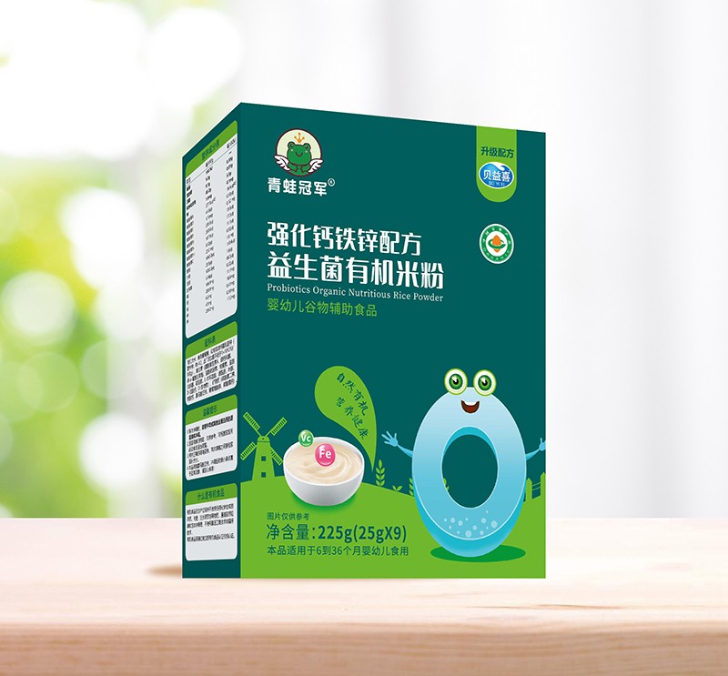 青蛙冠軍強化鈣鐵鋅配方益生菌有機米粉盒裝